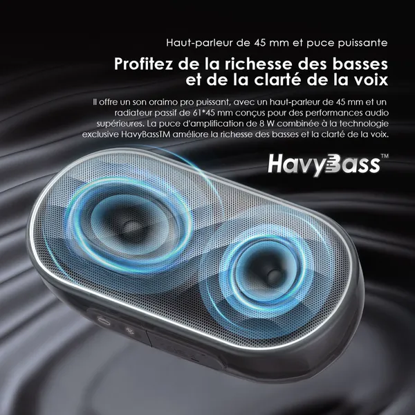 Enceinte Bluetooth SpaceBox - Oraimo - Autonomie 16h - Haut-Parleur 8W - Radio FM Intégrée + Slot MicroSD - Audio Portable